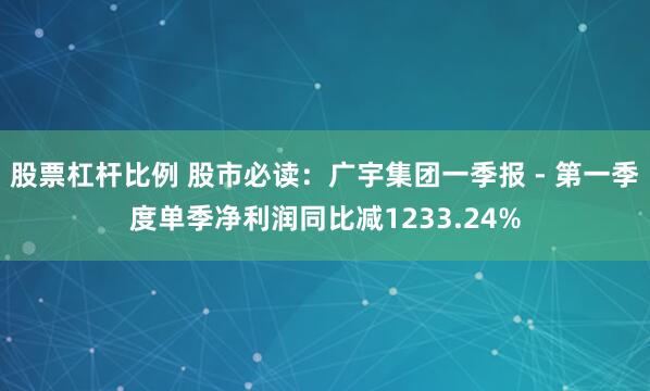 股票杠杆比例 股市必读：广宇集团一季报 - 第一季度单季净利润同比减1233.24%