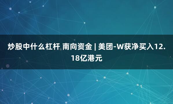 炒股中什么杠杆 南向资金 | 美团-W获净买入12.18亿港元