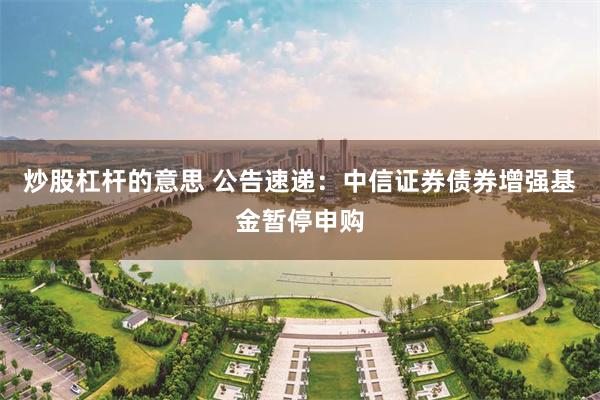 炒股杠杆的意思 公告速递：中信证券债券增强基金暂停申购