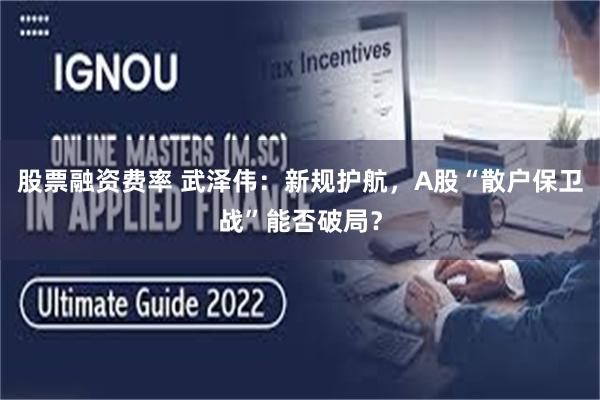 股票融资费率 武泽伟：新规护航，A股“散户保卫战”能否破局？